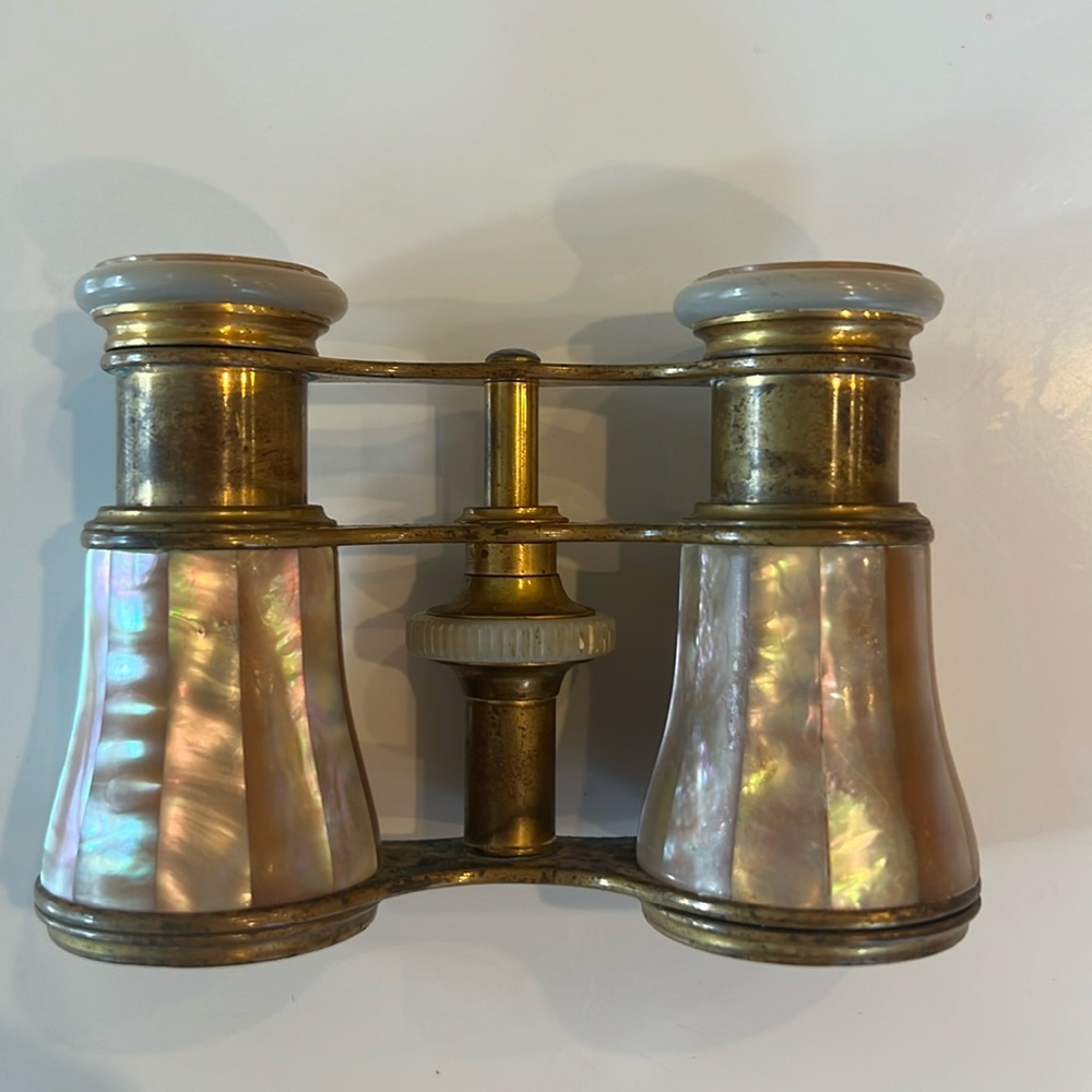 Antique LEMAIRE FI Paris RAINBOW Mother of Pearl Opera Glasses
